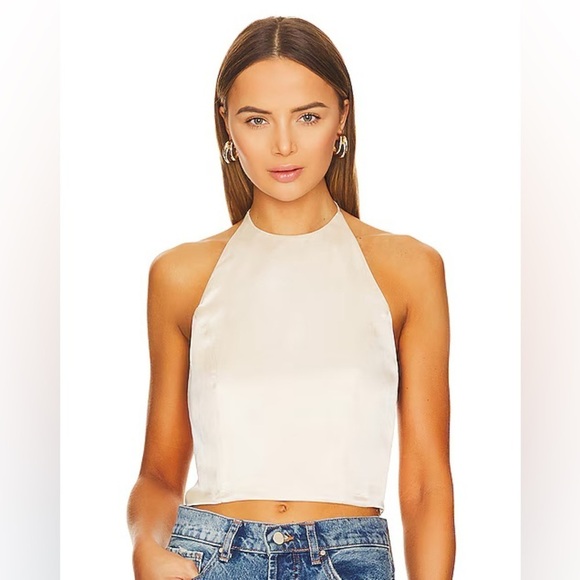 Anine Bine Leslie Top in Oyster Ivory 100% Silk